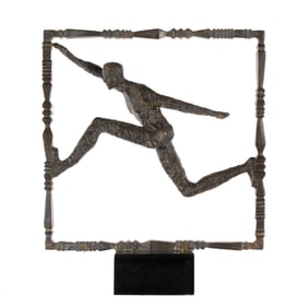 Manner of Giacometti Running Man Iron Sculpture