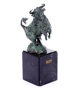 Heriberto Juarez Modernist Bronze Toro Bull