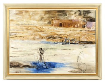 Exhibited Edgar Jene Surrealist Tunisian Painting