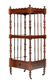 English Rosewood Whatnot Trolley Etagere Stand