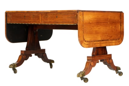 English Regency Mahogany Drop Leaf Sofa Table