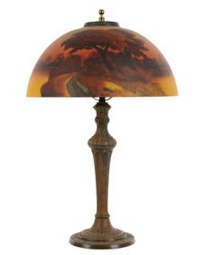 Handel Reverse Painted Landscape Shade Lamp