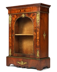 English Burl Walnut Inlaid Ormolu Mounted Credenza