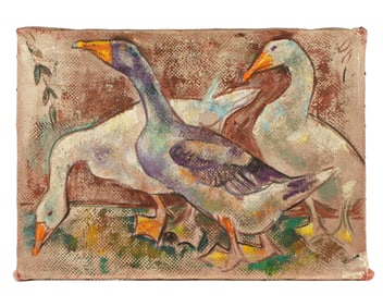 1938 Emanuel Romano Three Geese Painting