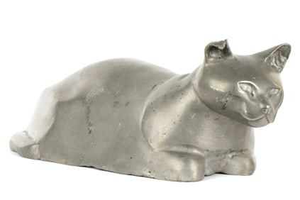 Mid Century Life Size Cast Pewter Figure of a Cat