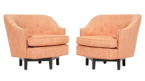 Pair Ed Wormley for Dunbar Swivel Lounge Chairs