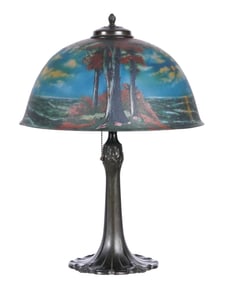 Handel Landscape Reverse Painted Shade Lamp