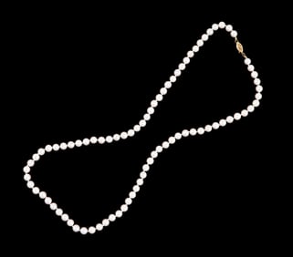 Cultured Pearl and 14k Gold Necklace