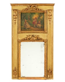 French Miniature Carved Trumeau Mirror