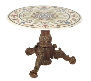 Italian Mosaic Marble Top Center Table