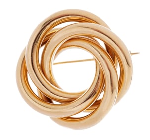 14k Gold Swirl Knot Brooch