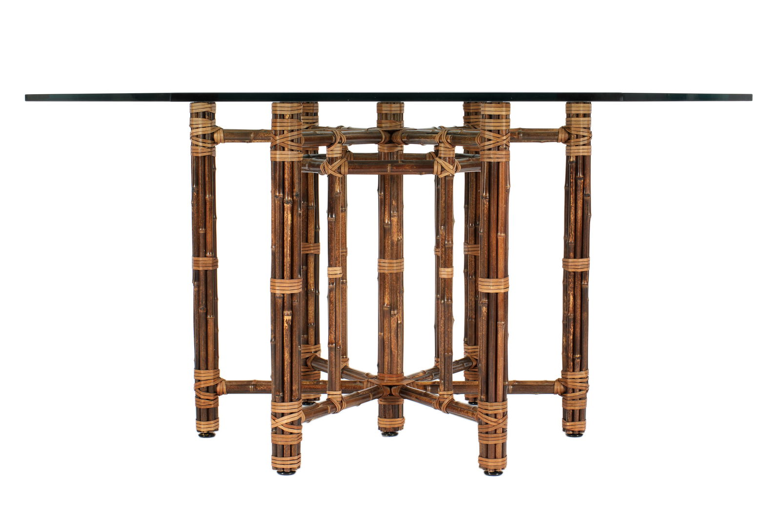 McGuire Glass Top Bamboo Dining Table (1 of 6)