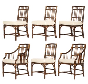Set of Six McGuire Bamboo Dining Chairs