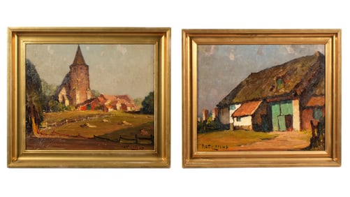 Two Piet Lippens Rural Landscape Paintings