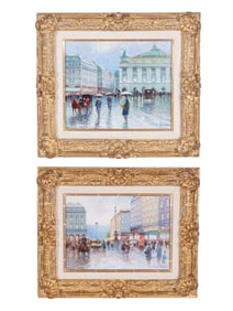 2 Luciano Rampazo Parisian Street Scene Paintings