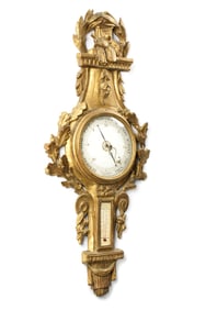 Ornate French Carved Gilt Wood Wheel Barometer