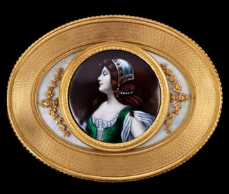 French Limoges Enamel on Copper Portrait Plaque