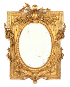 French Louis XV Style Carved Gilt Wood Mirror