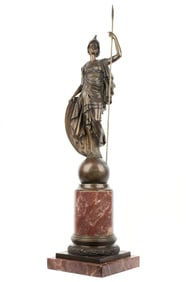 after Cauvet Bronze and Marble Statue of Athena