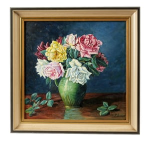 Floral Still Life Painting signed Wesener