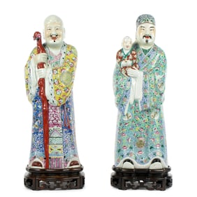 Chinese Porcelain Sangxing Figures Fu and Shou