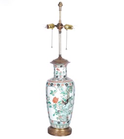 Chinese Porcelain Famille Verte Lamp