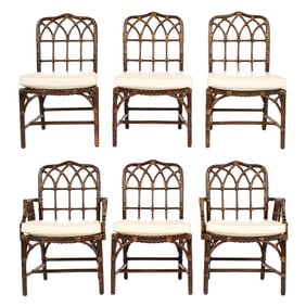 Set of Six McGuire Faux Bamboo Dining Chairs