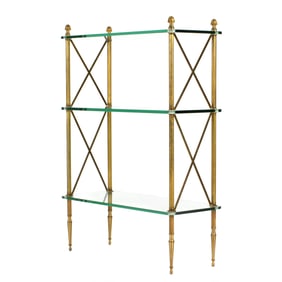 Diminutive Three Tier Brass and Glass Etagere
