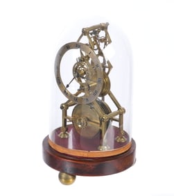 English Brass Fusee Skeleton Clock with Dome