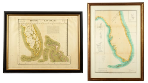 Two Framed Antique Maps of Florida
