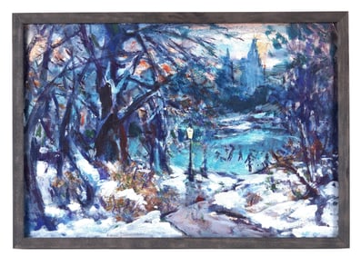 Aaron Berkman Central Park Ice Skating Gouache