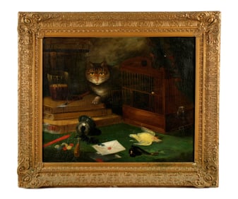 Portrait of a Mischievous Cat Still Life Painting