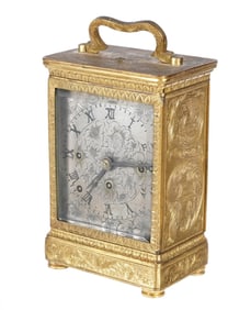 Ornate Brass Case French Repeater Carriage Clock