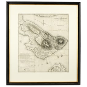 1793 Action at Bunker Hill Antique Map for Stedman