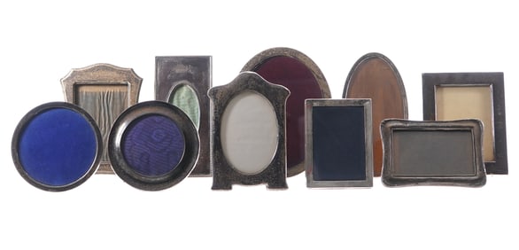 Collection of 10 English Sterling Silver Frames