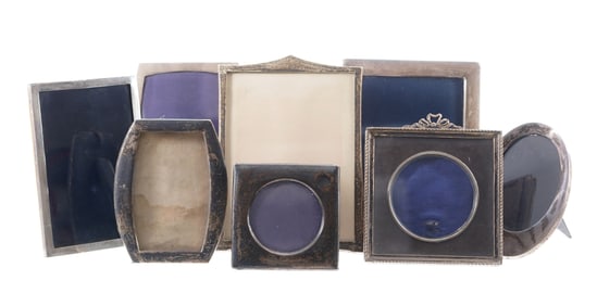 Collection of 8 English Sterling Silver Frames