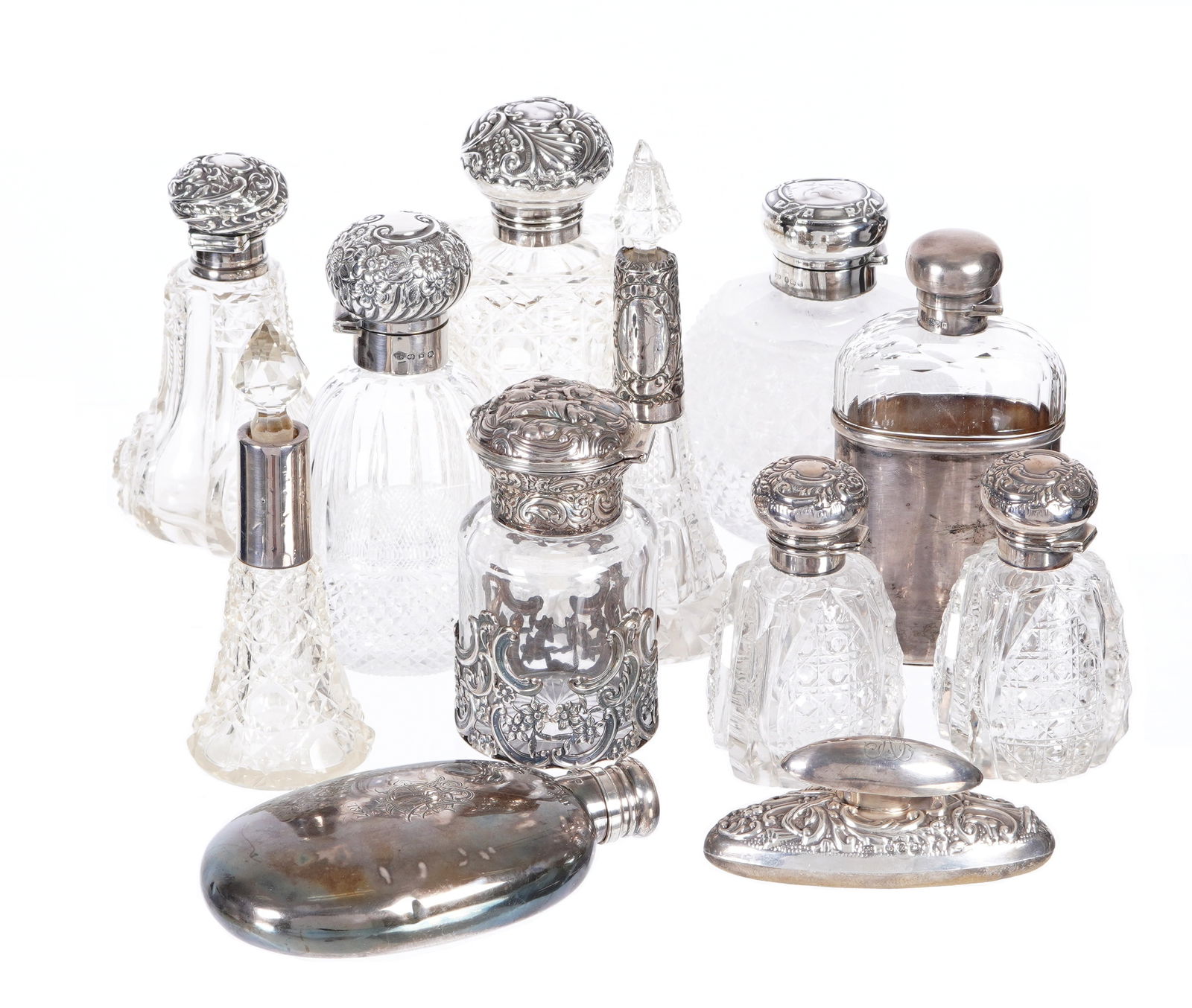 Twelve English Sterling Mounted Dresser Items (1 of 20)