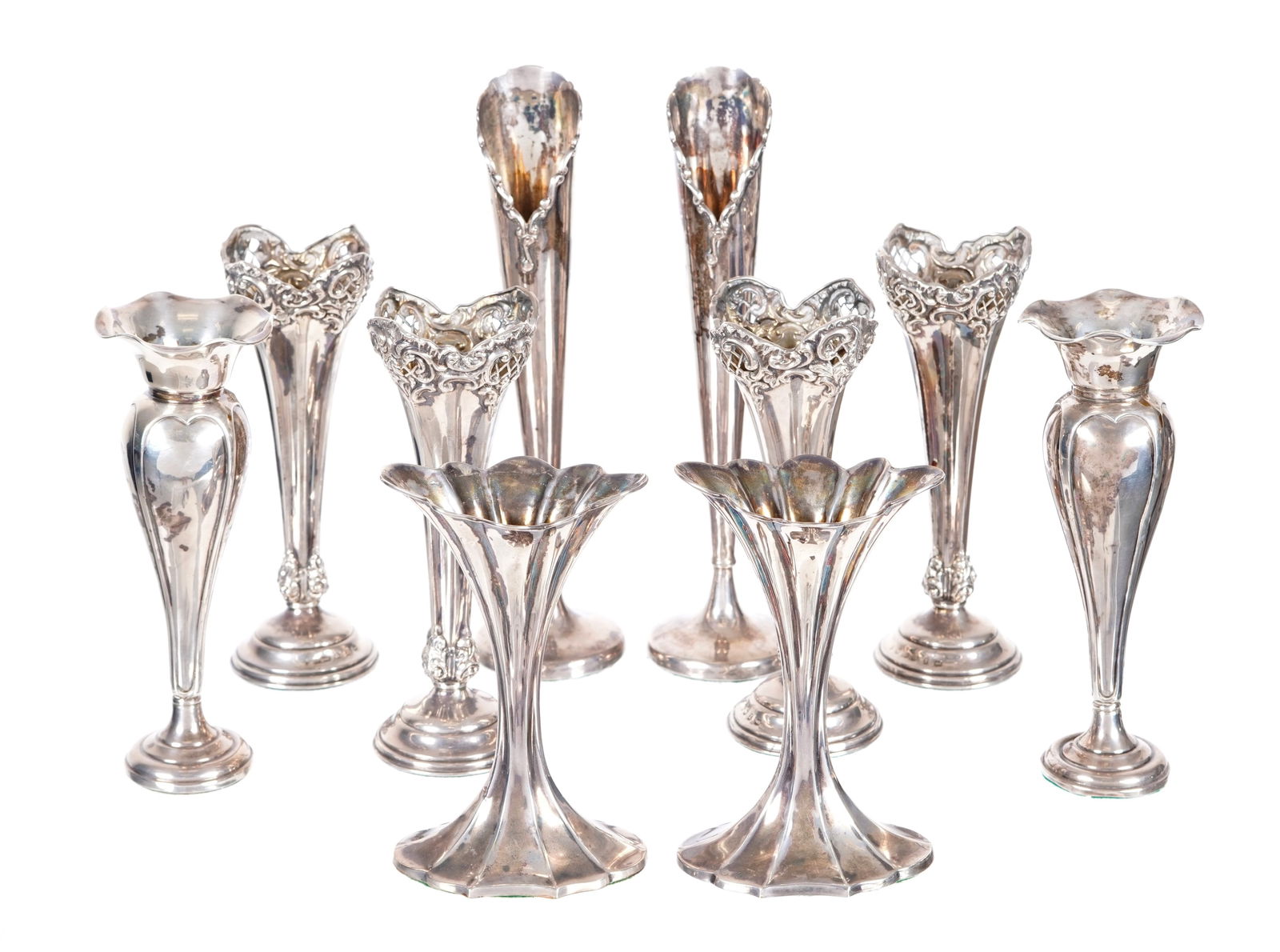Ten English Sterling Silver Bud Vases (1 of 17)