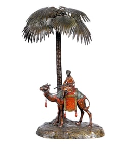 Austrian Orientalist on Camel Bronze Lamp
