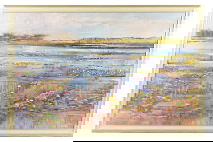 Large James Yates Pond Landscape Painting
