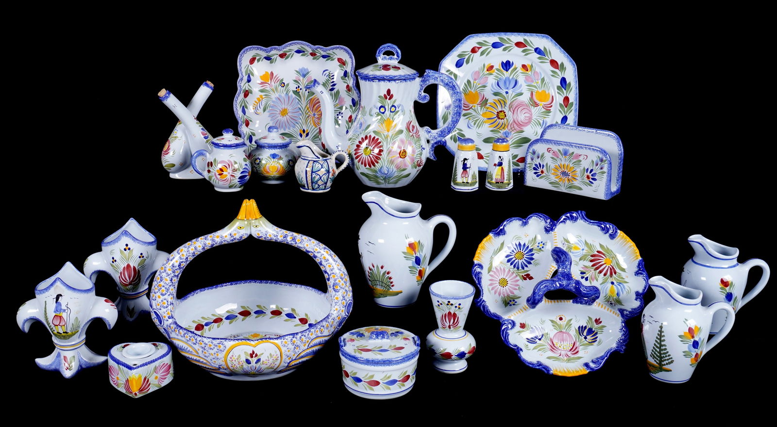 20 Piece Collection of Quimper Pottery (1 of 19)