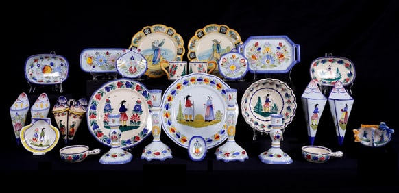 27 Piece Collection of Quimper Pottery