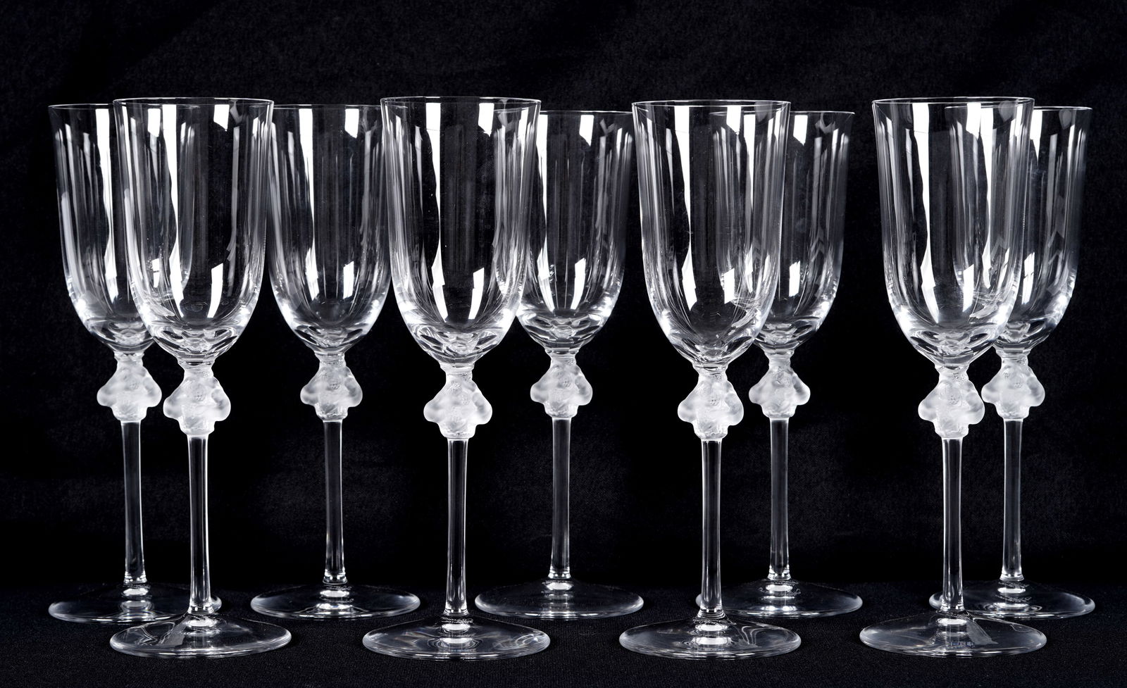 Nine Lalique Crystal Roxane Champagne Flutes (1 of 11)