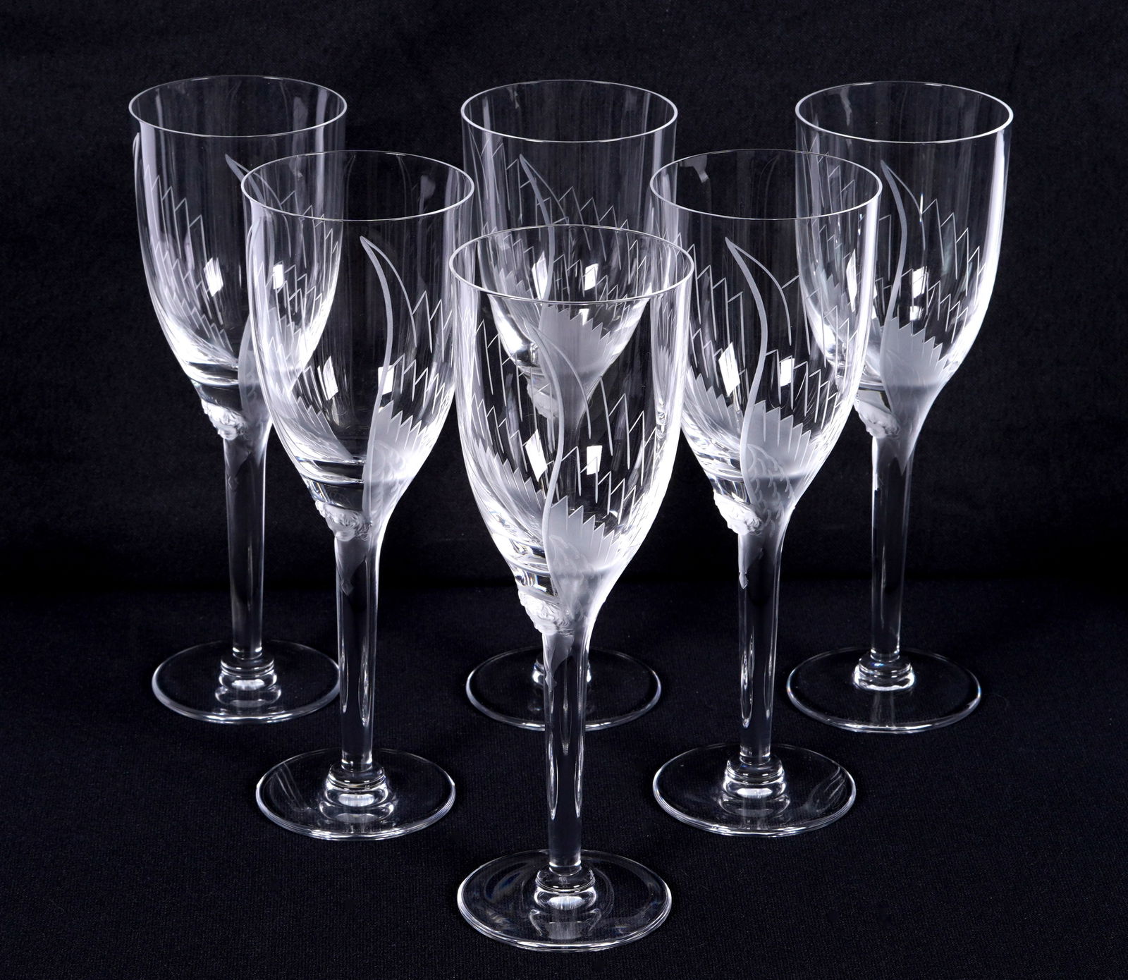 Six Lalique Crystal Ange Champagne Flutes (1 of 12)