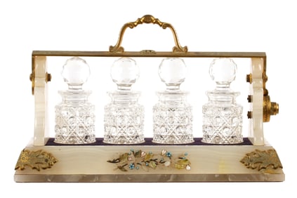 Betjamann's Onyx and Bronze Four Bottle Tantalus