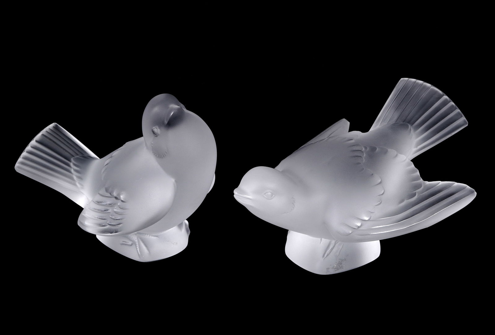 Two Lalique Frosted Crystal Moineau Paperweights (1 of 17)
