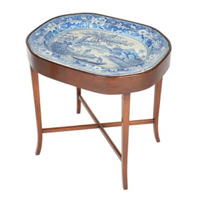 English 19th Century Ironstone Platter and Stand