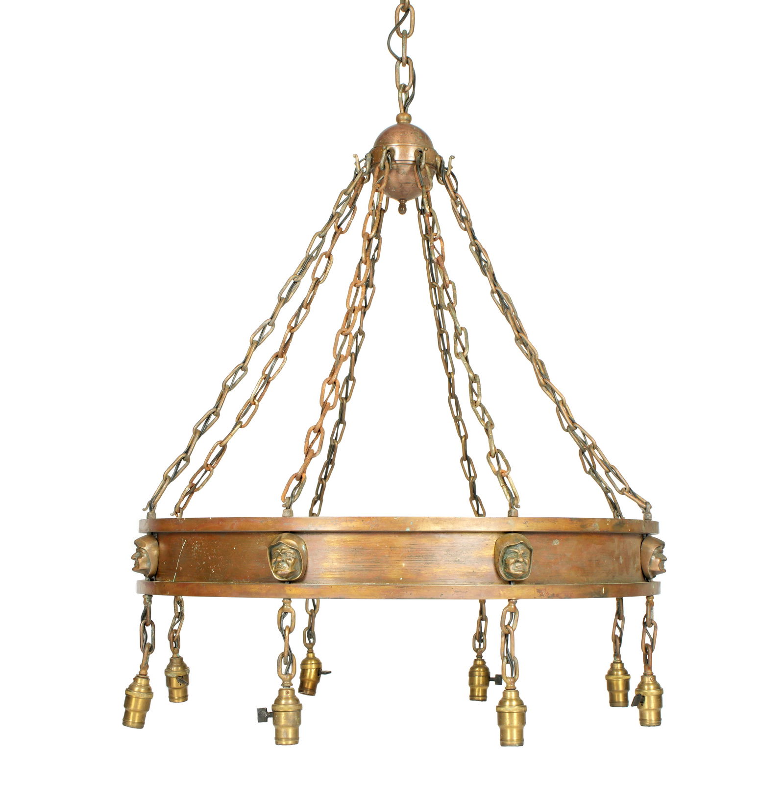 Bronze Monk Face 8 Light Ring Chandelier (1 of 5)