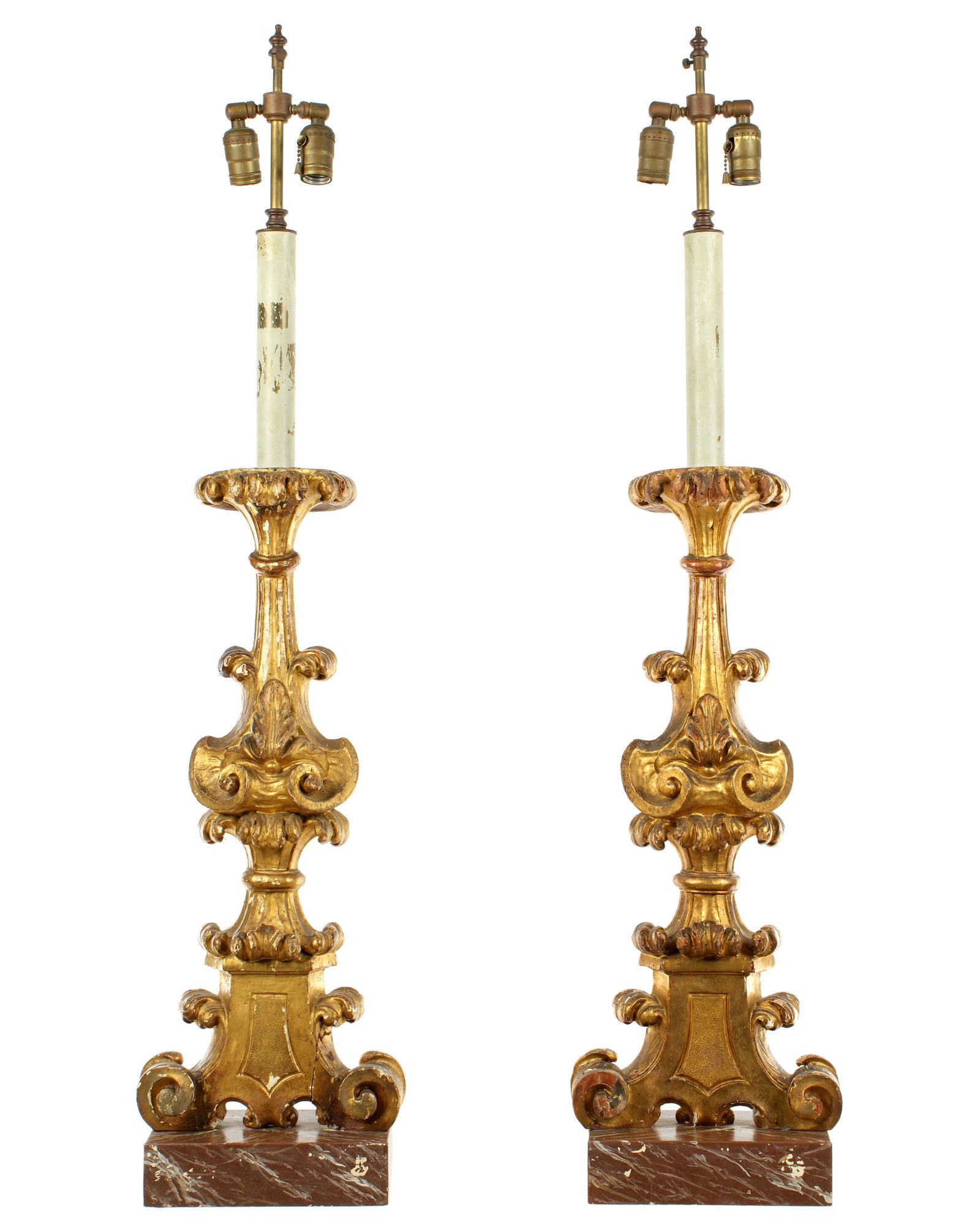 Pair Carved Italian Prickets Converted to Lamps (1 of 7)