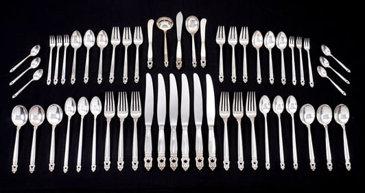 53pc International Royal Danish Sterling Flatware